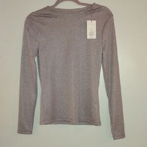 a new day Shimmering Metallic Taupe Long Sleeve Top, Size: M, NWT